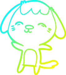cold gradient line drawing happy cartoon dog
