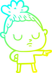 cold gradient line drawing cartoon calm woman