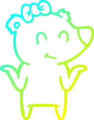 cold gradient line drawing female bear cartoon