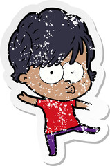 distressed sticker of a cartoon woman