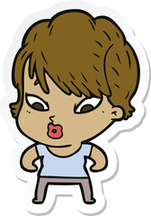 sticker of a cartoon woman