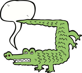 cartoon crocodile with speech bubble