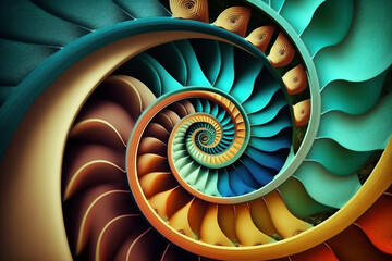 abstract design of a beautiful colorful vibrant fractal style spiral background, Generative AI illustration - obrazy, fototapety, plakaty