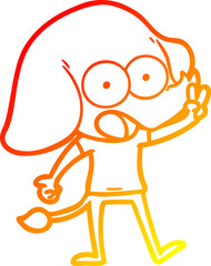 warm gradient line drawing cute cartoon elephant