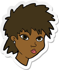 sticker of a cartoon curious girl