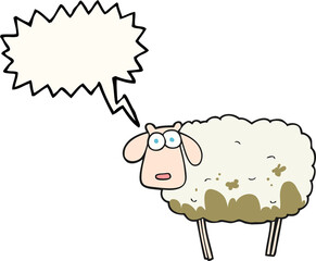 speech bubble cartoon muddy sheep