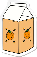 sticker of a cartoon orange juice carton