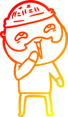 warm gradient line drawing cartoon happy bearded man