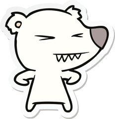 sticker of a angry polar bear cartoon