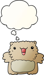cartoon bear and thought bubble in smooth gradient style