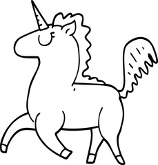 line drawing cartoon unicorn