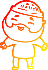 warm gradient line drawing cartoon happy bearded man