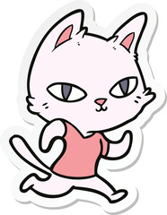 sticker of a cartoon cat running