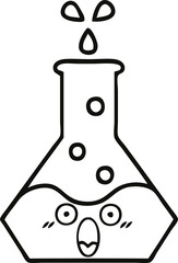 line drawing cartoon science beaker