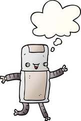cartoon robot and thought bubble in smooth gradient style