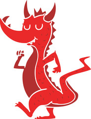 flat color style cartoon cute dragon