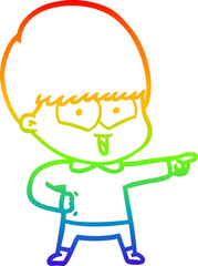 rainbow gradient line drawing cartoon happy boy