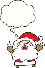 cartoon santa claus shouting and thought bubble