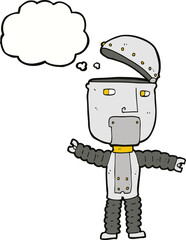 cartoon robot with thought bubble