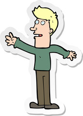 Fototapeta premium sticker of a cartoon man reaching