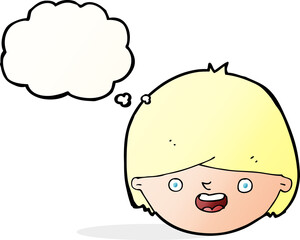 cartoon happy face with thought bubble