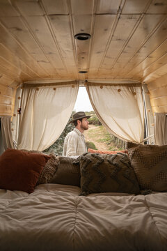 Man in camper van
