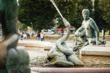 Snake Sculpture detail at Neptune Fountain - Berlin, Germany
