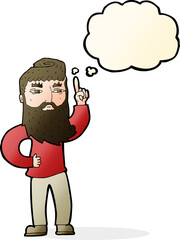 cartoon man with idea with thought bubble