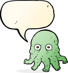 cartoon alien squid face with speech bubble