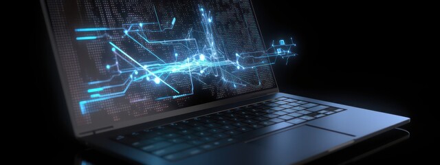 Naklejka premium Laptop with analytical data concept 