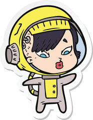 sticker of a cartoon astronaut woman