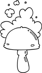 cartoon mushroom with spore cloud