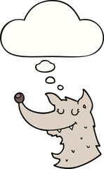 cartoon wolf and thought bubble
