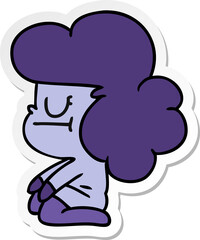 sticker cartoon of a kawaii alien girl