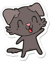 sticker of a laughing cartoon dog