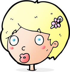 cartoon surprised female face