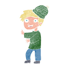 cartoon man wearing winter hat