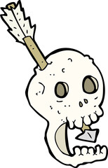 funny cartoon skull and arrow