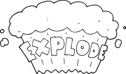 black and white cartoon explosion
