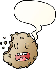 cartoon cookie and speech bubble in smooth gradient style