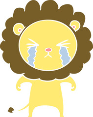 flat color style cartoon crying lion