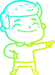 cold gradient line drawing happy cartoon man