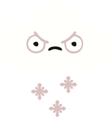 flat color retro cartoon snow cloud