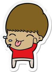 sticker of a cartoon calm boy