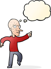 cartoon angry old man with thought bubble