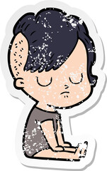 distressed sticker of a cartoon woman