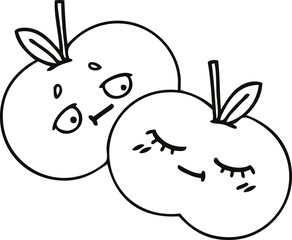 line drawing cartoon apples