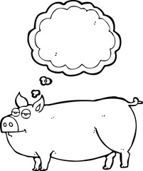 thought bubble cartoon huge pig