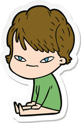 sticker of a cartoon happy woman