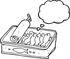 thought bubble cartoon can of sardines